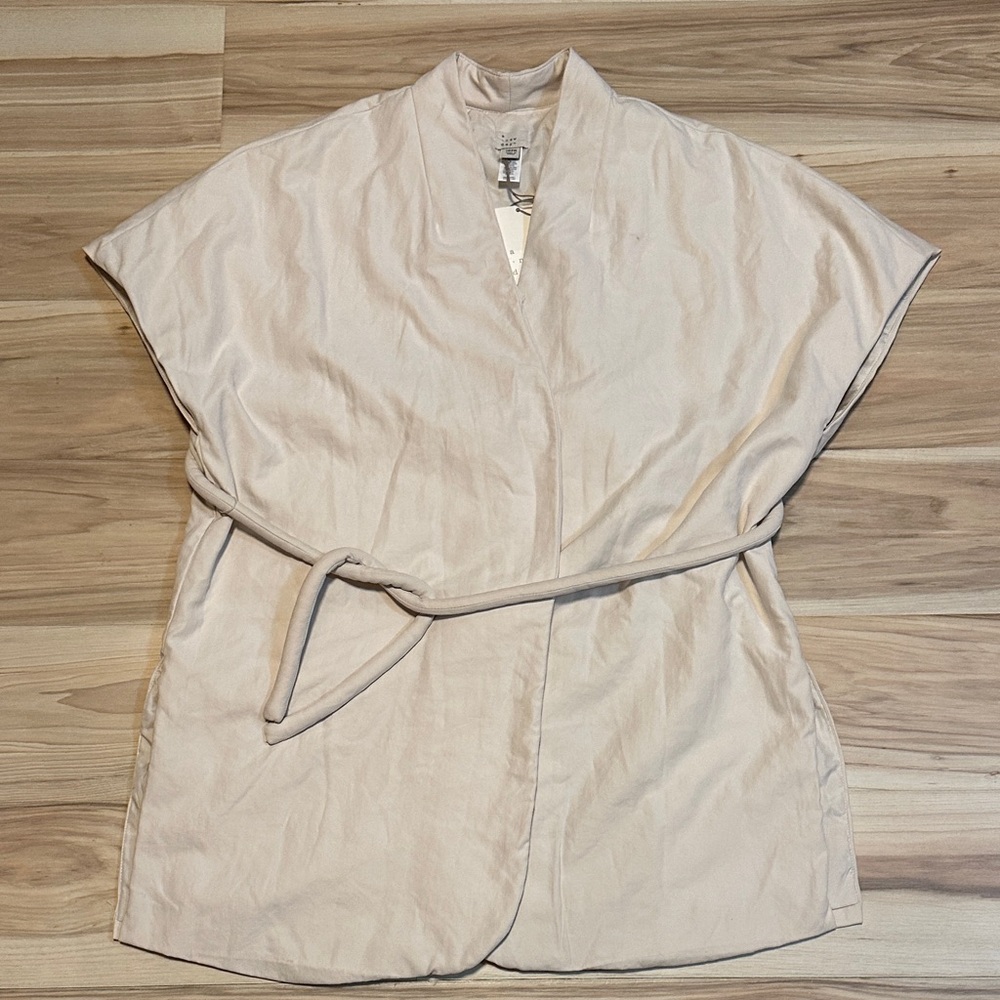 A New Day Quilted Belted Kimono Style Cream Poncho Cardigan OSFM XL